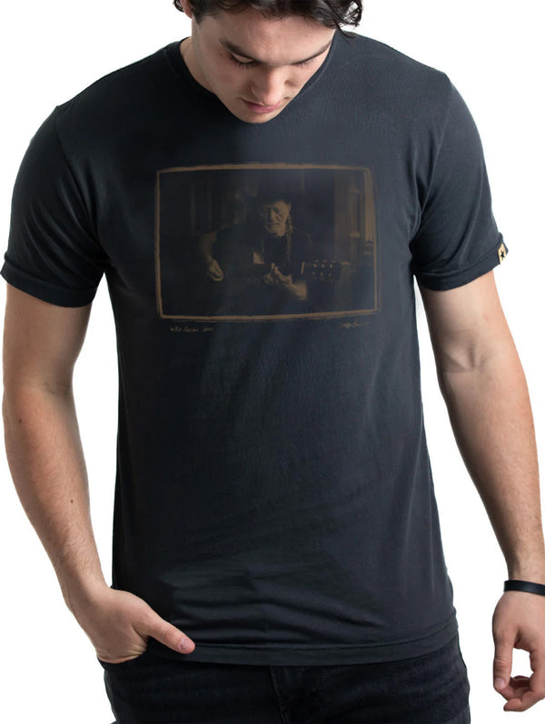 Willie Nelson Sepia Tee - Faded Black-CLINCH by GOLDEN GOODS-Over the Rainbow