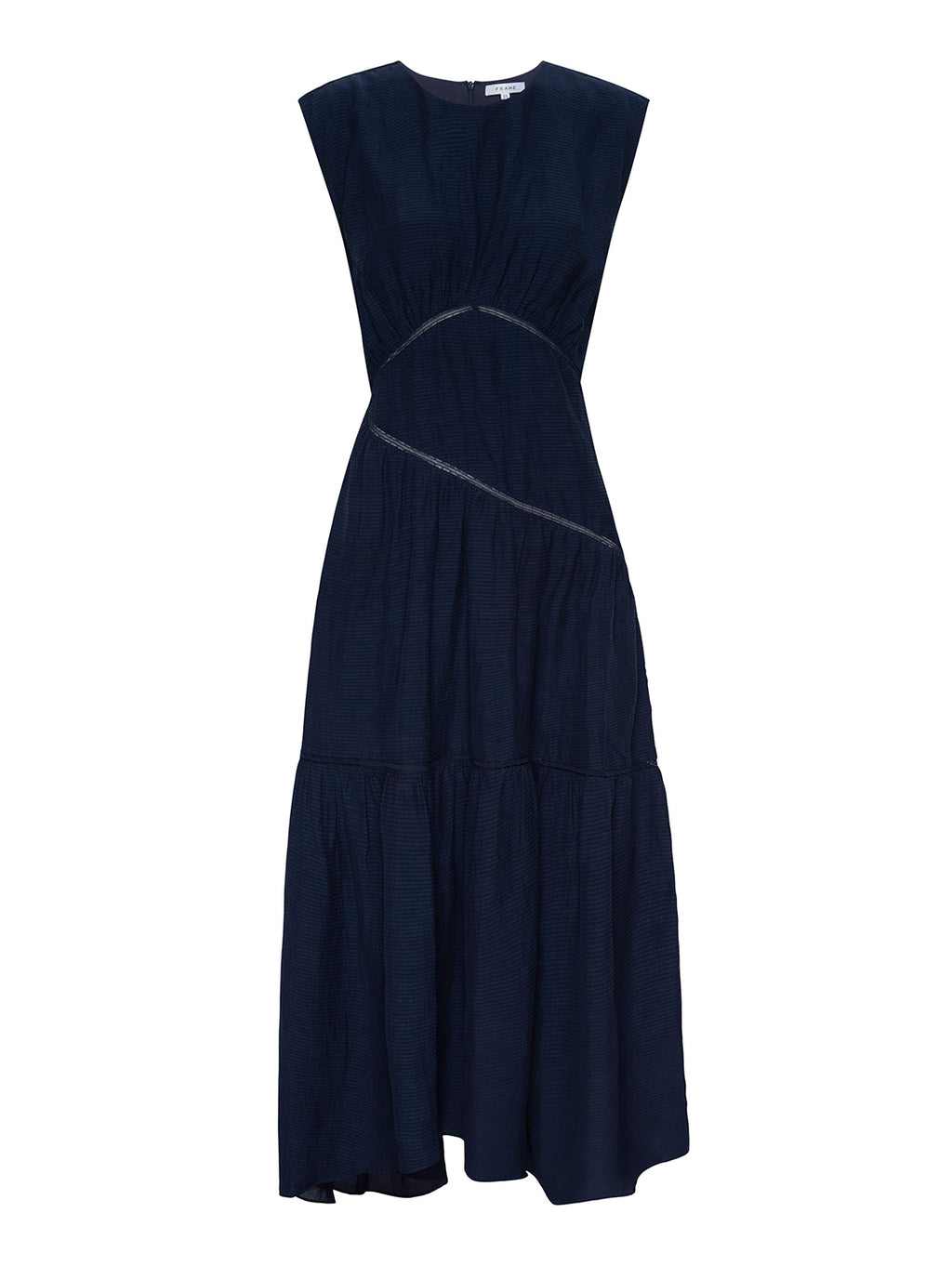 Gathered Seam Lace Dress - Navy