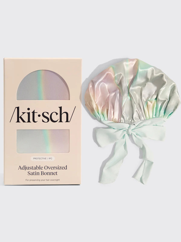 Adjustable Oversized Satin Bonnet - Aura-KITSCH-Over the Rainbow