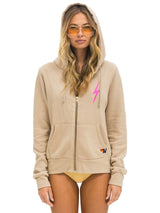 Bolt 2 Zip Hoodie - Sand-Neon Pink-AVIATOR NATION-Over the Rainbow