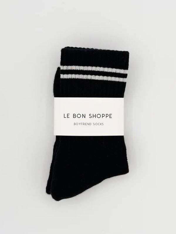 Boyfriend Socks - Noir-LE BON SHOPPE-Over the Rainbow