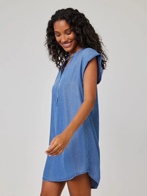 Cap Sleeve Henley Dress - Moonlit Haze Wash-Bella Dahl-Over the Rainbow