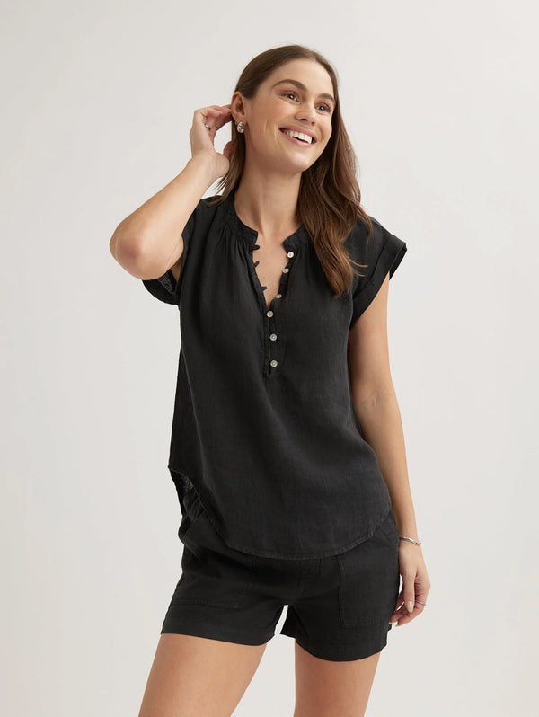 Cap Sleeve Pullover Top - Black-Bella Dahl-Over the Rainbow