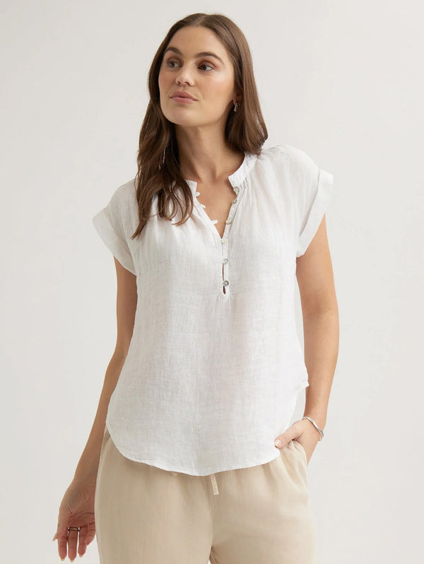 Cap Sleeve Pullover Top - White-Bella Dahl-Over the Rainbow