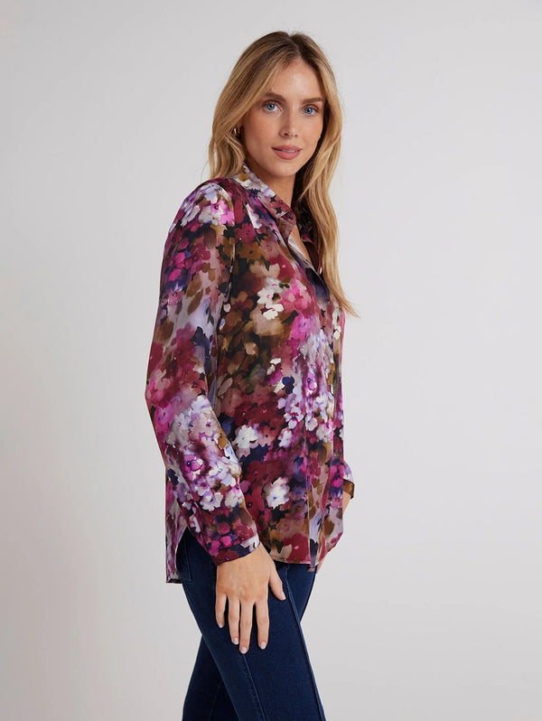 Clean Front Hipster Shirt - Twilight Fleur Print-Bella Dahl-Over the Rainbow