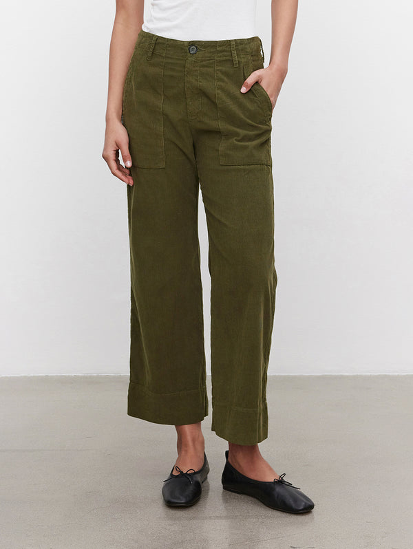 Vera Cropped Corduroy Pant - Aloe-Velvet-Over the Rainbow