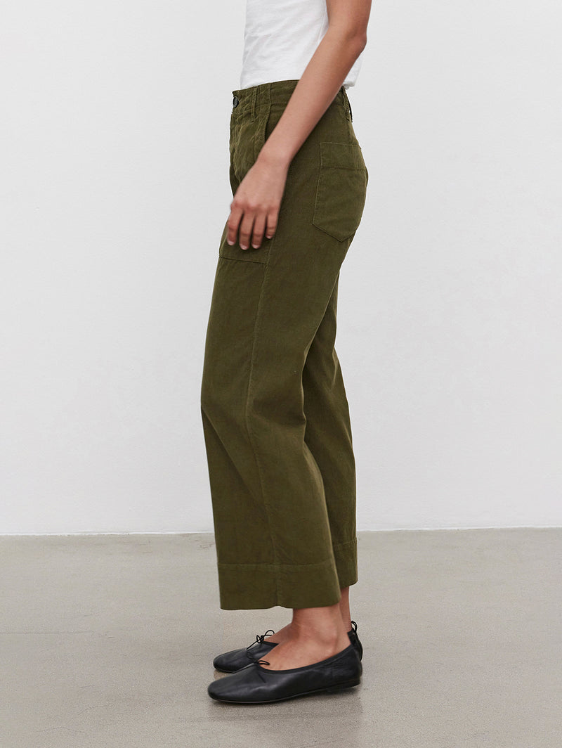 Vera Cropped Corduroy Pant - Aloe-Velvet-Over the Rainbow