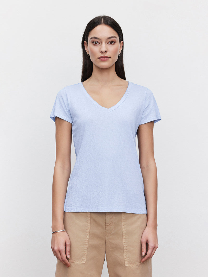 Lilith V Neck T-Shirt - Mist-Velvet-Over the Rainbow