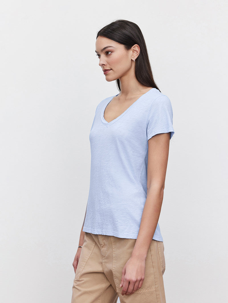 Lilith V Neck T-Shirt - Mist-Velvet-Over the Rainbow