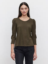 Wilda Slub Mutton Sleeve Top - Thicket-Velvet-Over the Rainbow