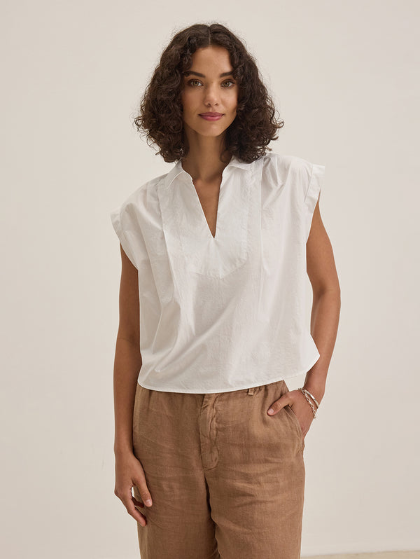 Florence Poplin Top - White-Velvet-Over the Rainbow