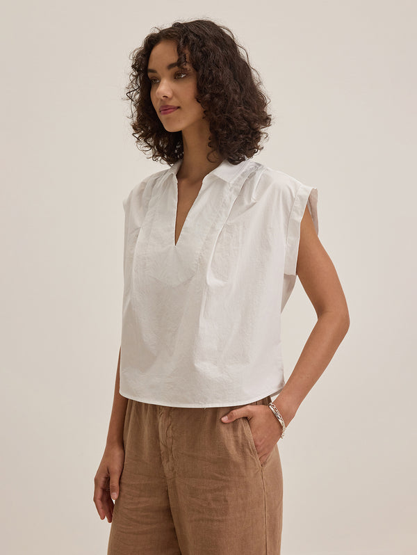 Florence Poplin Top - White-Velvet-Over the Rainbow