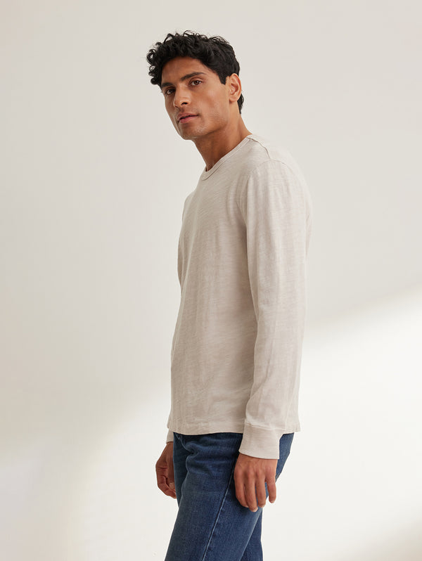 Stefano Cotton Slub Knit Tee - Cement