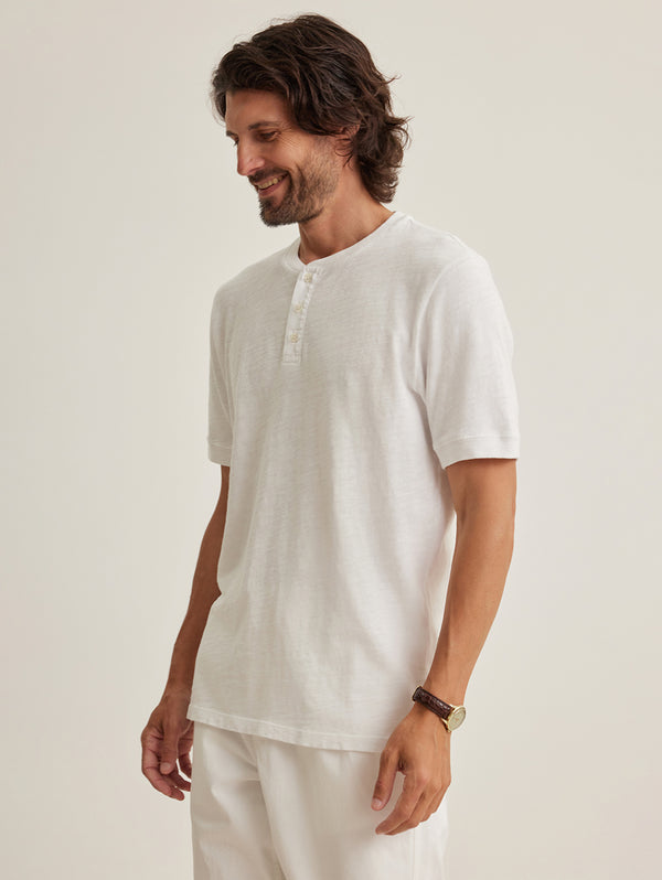 Vito Slub Henley Tee - White