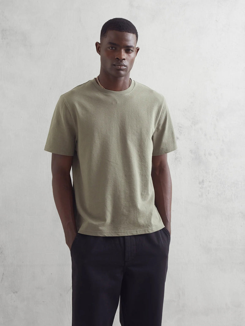 Dean Textured Cotton Tee - Green-Wax London-Over the Rainbow