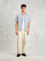 Didcot Shirt - Pale Blue Open Weave-Wax London-Over the Rainbow