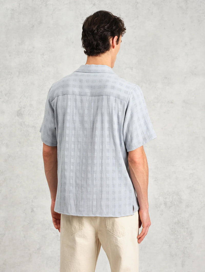 Didcot Shirt - Pale Blue Open Weave-Wax London-Over the Rainbow