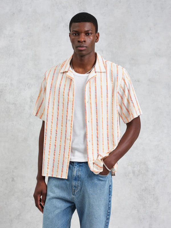 Didcot Shirt - Ecru Orange Stripe-Wax London-Over the Rainbow