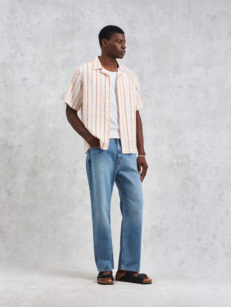 Didcot Shirt - Ecru Orange Stripe-Wax London-Over the Rainbow