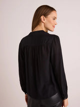 Flowy Tie Neck Pullover - Black-Bella Dahl-Over the Rainbow