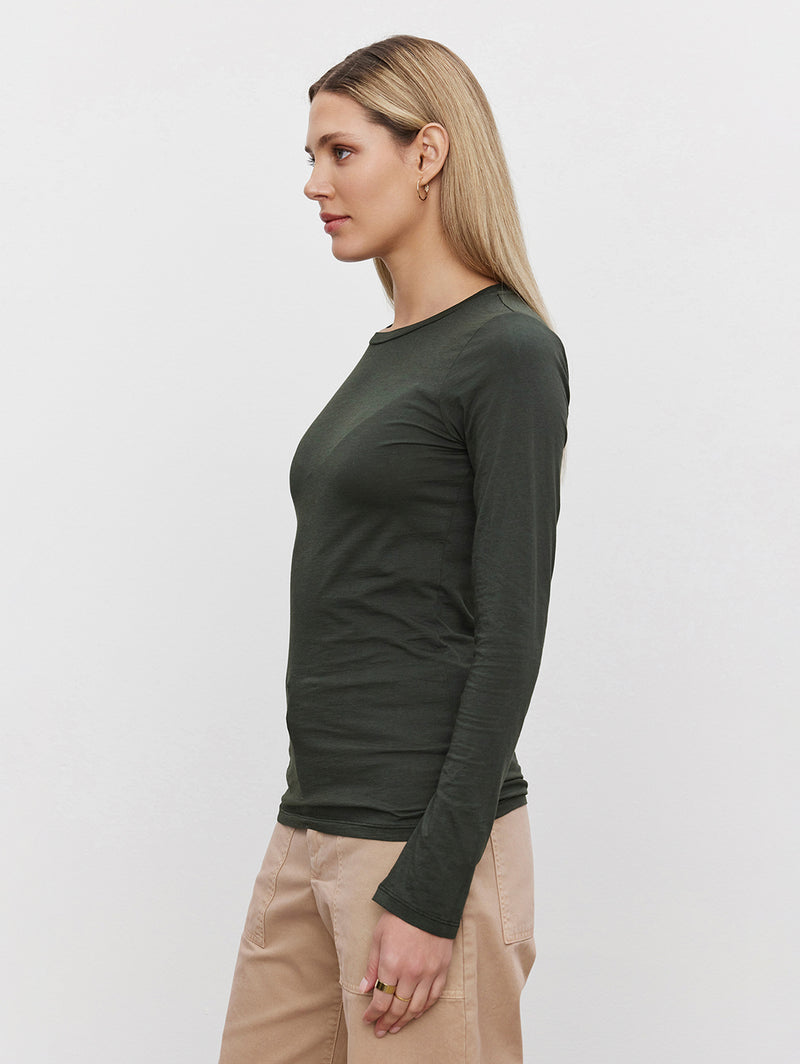 Zofina Long Sleeve Crew Tee - Thicket-Velvet-Over the Rainbow