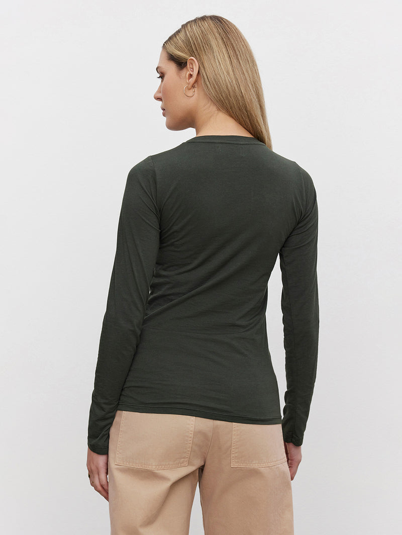 Zofina Long Sleeve Crew Tee - Thicket-Velvet-Over the Rainbow