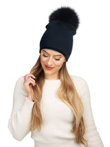 Glossy Knit Hat - Midnight Navy-Lindo F-Over the Rainbow