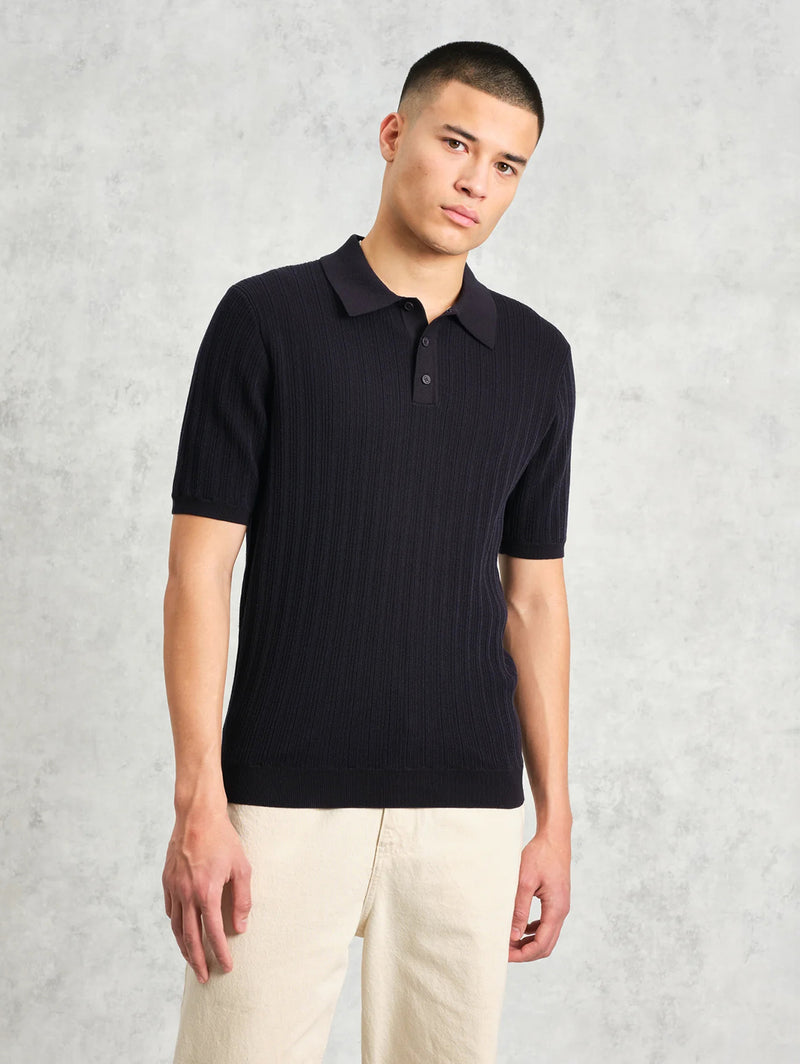 Naples Knit Polo - Midnight-Wax London-Over the Rainbow