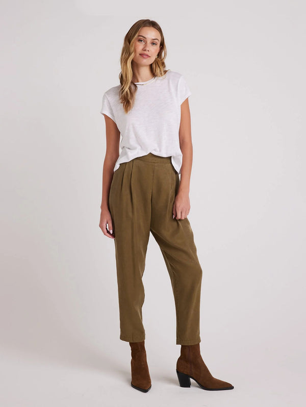 Nico Clean Waist Slouchy Trouser - Basil Green-Bella Dahl-Over the Rainbow