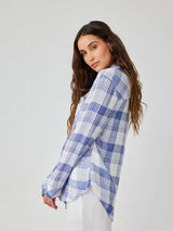 Oversized Shirt With Pocket - Pacific Blue Plaid-Bella Dahl-Over the Rainbow