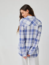 Oversized Shirt With Pocket - Pacific Blue Plaid-Bella Dahl-Over the Rainbow