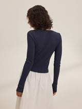 Drew Pointelle Cardigan - Navy-Velvet-Over the Rainbow