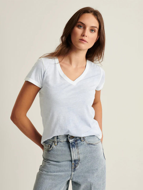 Reverse Spray Pima V Neck Tee - Powder Blue