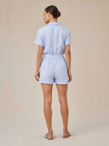 Rolled Hem Utility Romper - Perennial Blue-Bella Dahl-Over the Rainbow