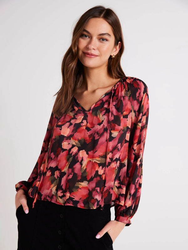 Shirred Raglan Tie Front Blouse - Autumn Bloom-Bella Dahl-Over the Rainbow