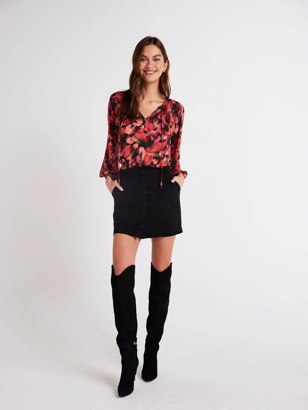 Shirred Raglan Tie Front Blouse - Autumn Bloom-Bella Dahl-Over the Rainbow