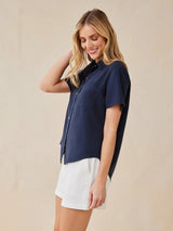 Short Sleeve Pocket Shirt - Endless Sea-Bella Dahl-Over the Rainbow