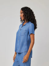 Short Sleeve Pocket Button Down Shirt - Moonlit Haze-Bella Dahl-Over the Rainbow