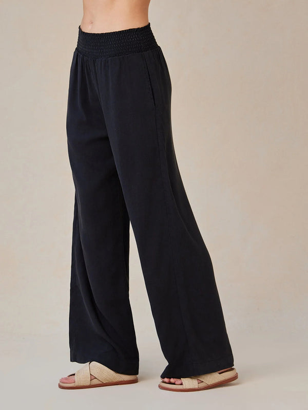 Smocked Waist Wide Leg Pant - Vintage Black-Bella Dahl-Over the Rainbow