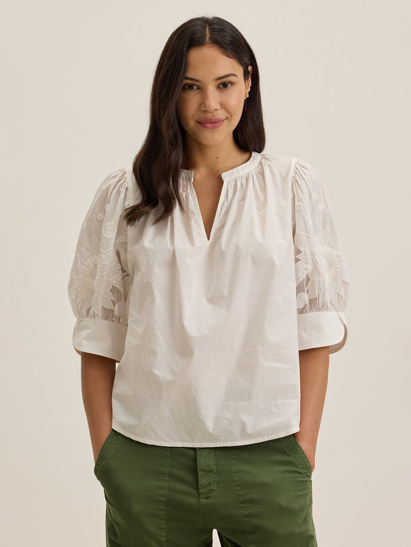 Laria Sunflower Embroidery Top - Off White-Velvet-Over the Rainbow