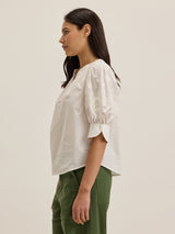 Laria Sunflower Embroidery Top - Off White-Velvet-Over the Rainbow