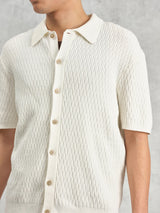 Tellaro Shirt - Ecru Honeycomb Knit-Wax London-Over the Rainbow