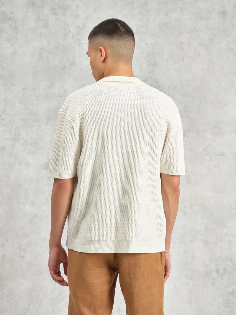 Tellaro Shirt - Ecru Honeycomb Knit-Wax London-Over the Rainbow