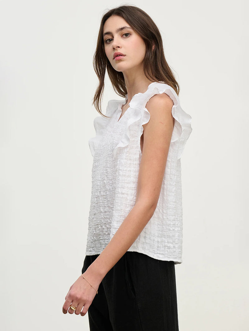 Eva Textured Gauze Top - White-Velvet-Over the Rainbow