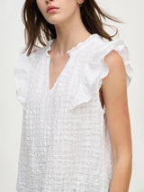 Eva Textured Gauze Top - White-Velvet-Over the Rainbow