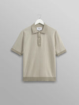 Turin Polo - Khaki Ladder Stripe Knit-Wax London-Over the Rainbow