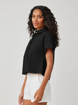 Two Pocket Short Sleeve Shirt - Black-Bella Dahl-Over the Rainbow