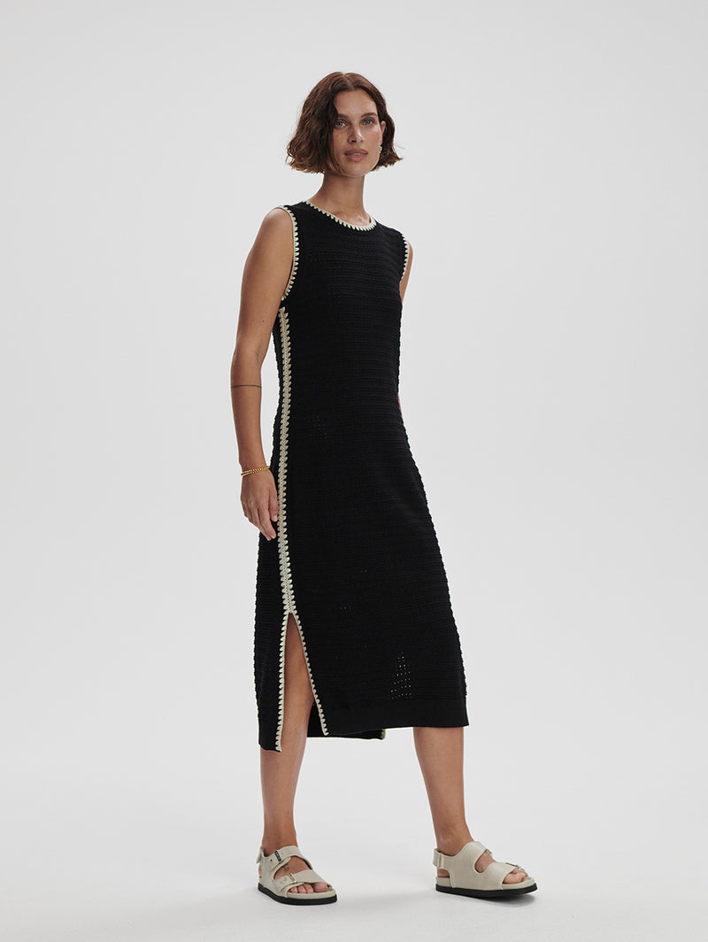 Dwight Tank Knit Dress - Black/White-VARLEY-Over the Rainbow