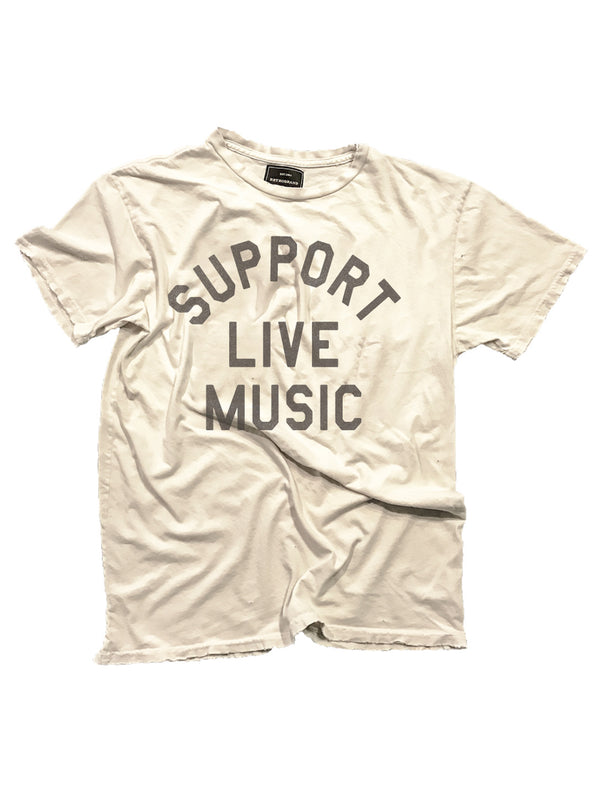 Support Live Music Tee - Antique White-Retro Brand Black Label-Over the Rainbow