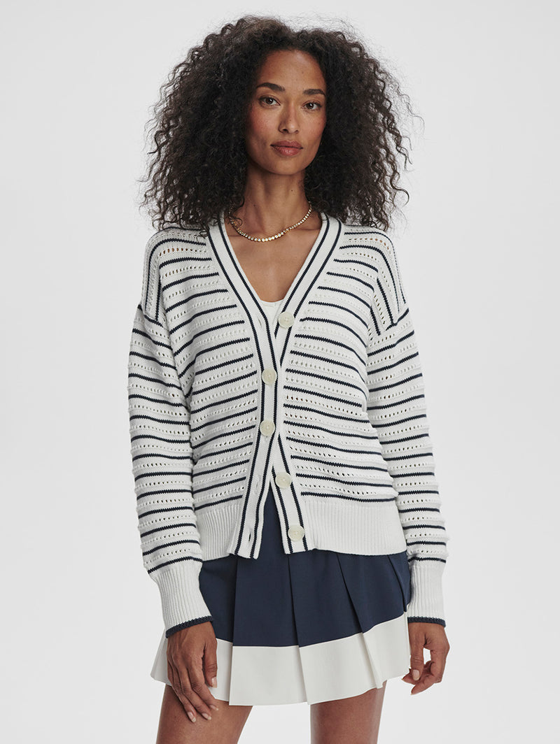 Antonia Relaxed Cardigan - White/Blue-VARLEY-Over the Rainbow